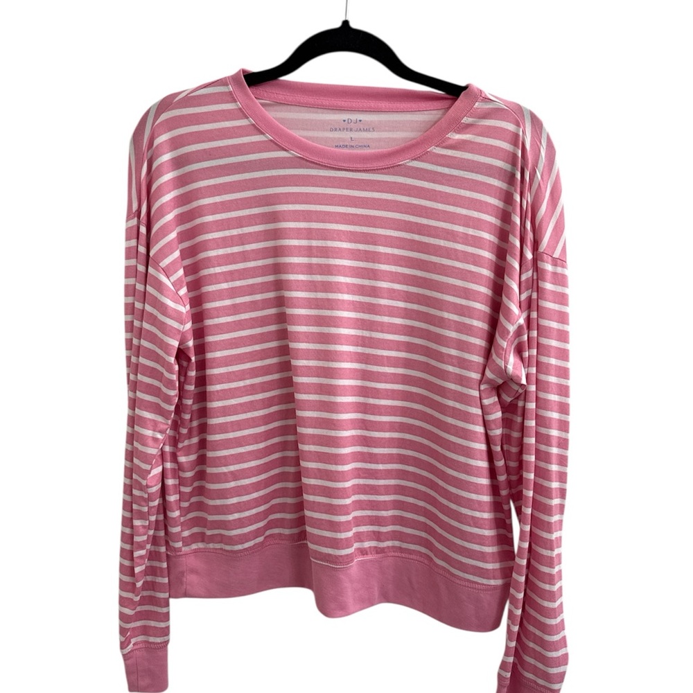 Draper James Pink White Striped Long Sleeve Tee Women’s Large